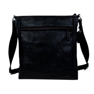 Coach black leather and suede Camden messenger/crossbody bag